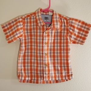 Faded Glory Orange Plaid Boys Shirt - 3T